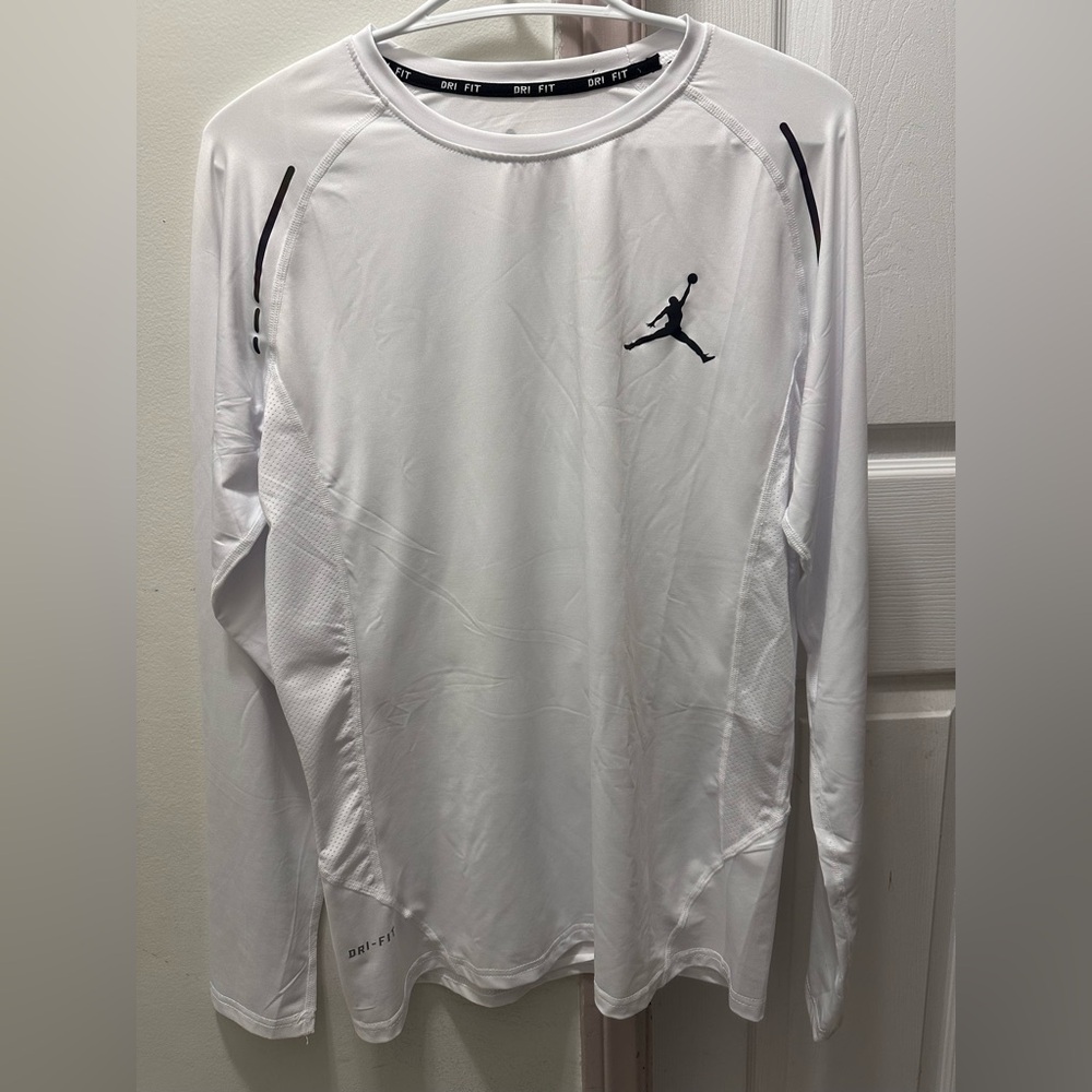 Men’s White Dri-FIT Long Sleeve Performance Shirt